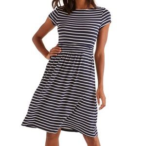 Boden Amelie Navy Stripe Dress w/ Pockets
